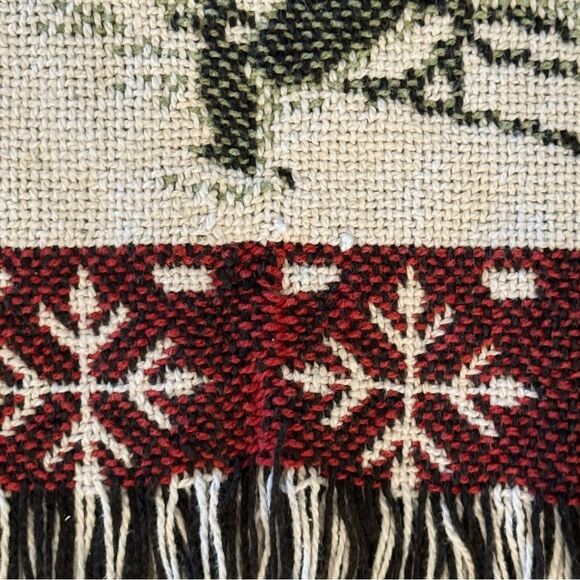 Vintage Winter Scene Snowman Christmas Tapestry Throw Blanket 45x58 - Picture 8 of 8